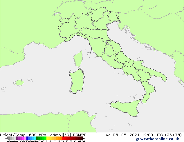 Z500/Yağmur (+YB)/Z850 ECMWF Çar 08.05.2024 12 UTC