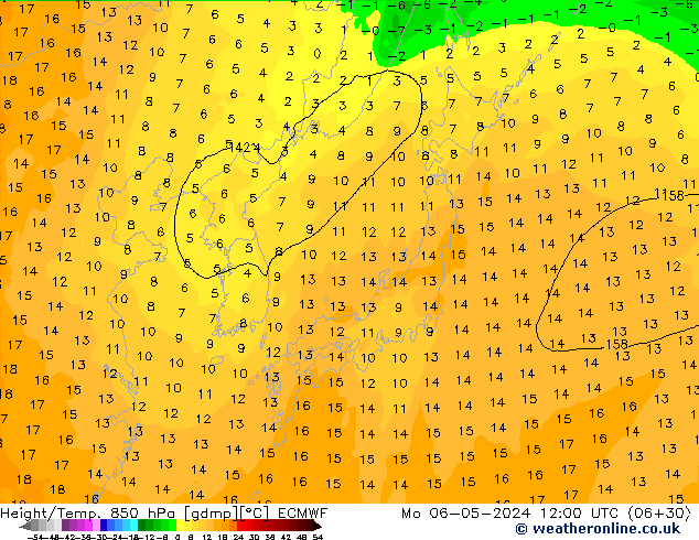 Z500/Rain (+SLP)/Z850 ECMWF lun 06.05.2024 12 UTC