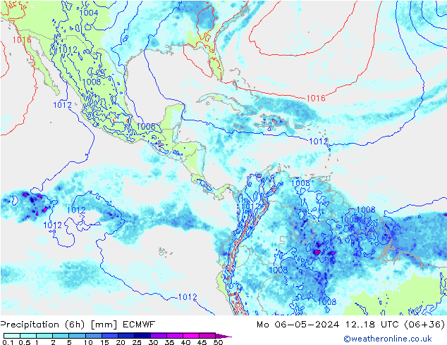 Z500/Yağmur (+YB)/Z850 ECMWF Pzt 06.05.2024 18 UTC