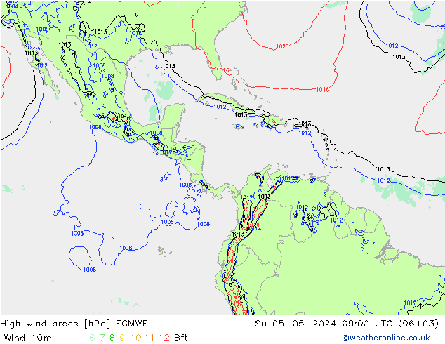 Windvelden ECMWF zo 05.05.2024 09 UTC
