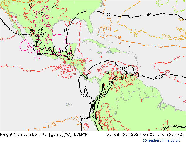 Z500/Rain (+SLP)/Z850 ECMWF śro. 08.05.2024 06 UTC