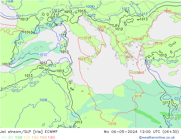 Jet Akımları/SLP ECMWF Pzt 06.05.2024 12 UTC