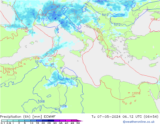 Z500/Regen(+SLP)/Z850 ECMWF di 07.05.2024 12 UTC