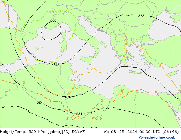 Z500/Rain (+SLP)/Z850 ECMWF We 08.05.2024 00 UTC