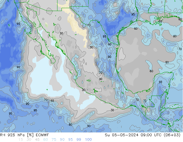 Humedad rel. 925hPa ECMWF dom 05.05.2024 09 UTC