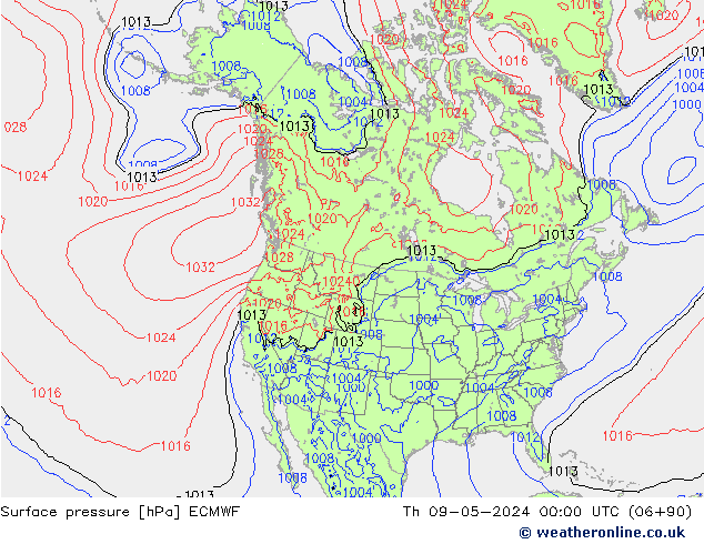 Surface pressure ECMWF Th 09.05.2024 00 UTC