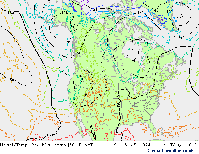 Z500/Rain (+SLP)/Z850 ECMWF So 05.05.2024 12 UTC