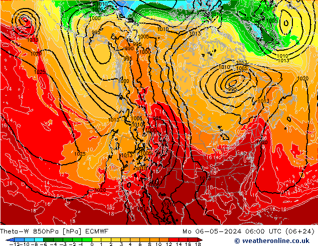 Theta-W 850hPa ECMWF Seg 06.05.2024 06 UTC