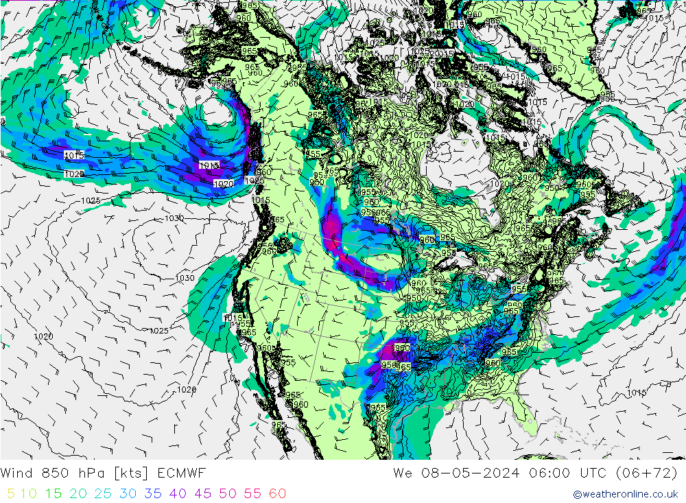 Wind 850 hPa ECMWF We 08.05.2024 06 UTC