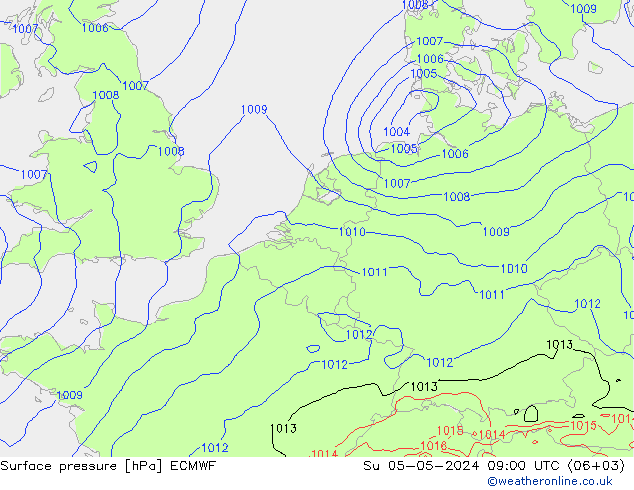 地面气压 ECMWF 星期日 05.05.2024 09 UTC