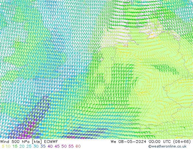 Wind 500 hPa ECMWF St 08.05.2024 00 UTC