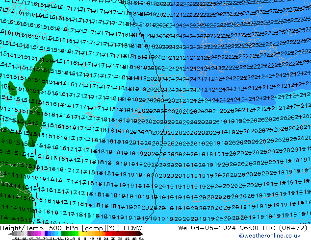 Z500/Regen(+SLP)/Z850 ECMWF wo 08.05.2024 06 UTC