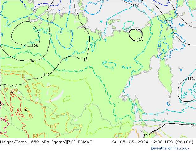 Z500/Rain (+SLP)/Z850 ECMWF Su 05.05.2024 12 UTC