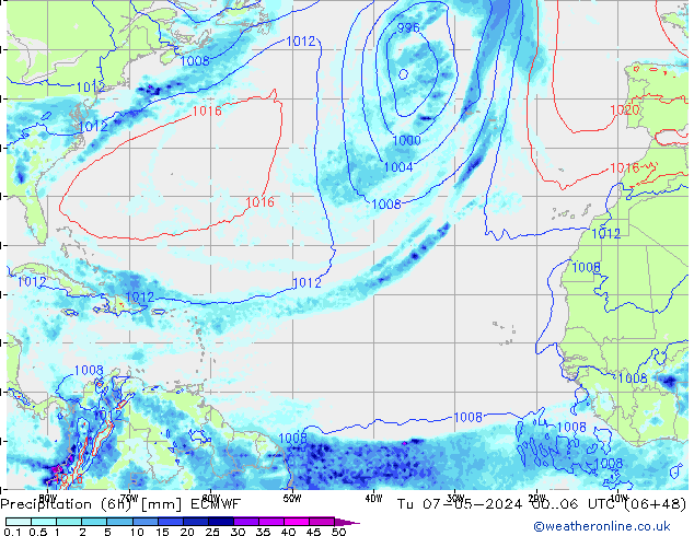 Z500/Rain (+SLP)/Z850 ECMWF Tu 07.05.2024 06 UTC