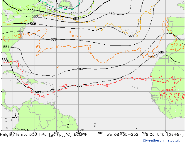 Z500/Rain (+SLP)/Z850 ECMWF Qua 08.05.2024 18 UTC