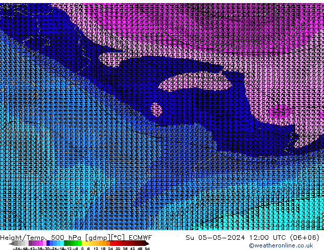 Z500/Rain (+SLP)/Z850 ECMWF Su 05.05.2024 12 UTC