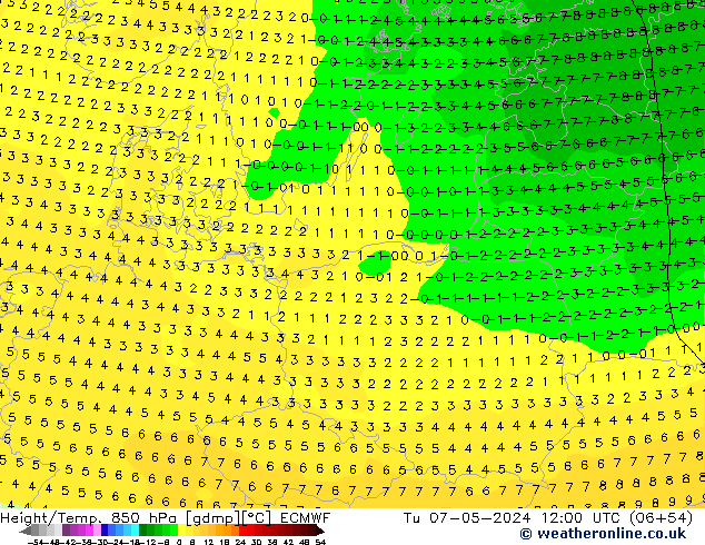 Z500/Rain (+SLP)/Z850 ECMWF Tu 07.05.2024 12 UTC