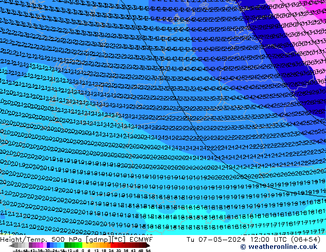 Z500/Rain (+SLP)/Z850 ECMWF Tu 07.05.2024 12 UTC