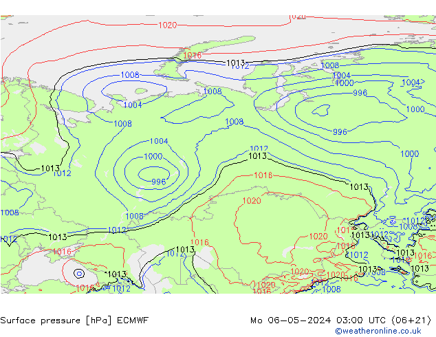 приземное давление ECMWF пн 06.05.2024 03 UTC
