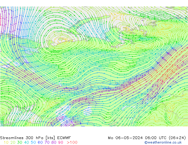 Rüzgar 300 hPa ECMWF Pzt 06.05.2024 06 UTC