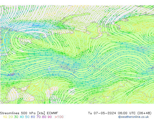 Rüzgar 500 hPa ECMWF Sa 07.05.2024 06 UTC