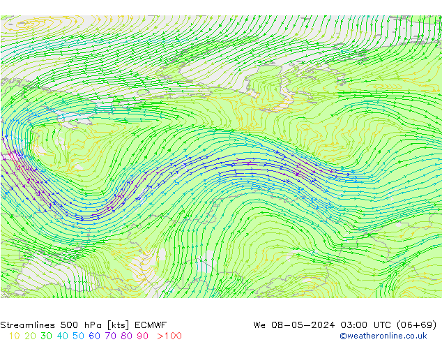 ветер 500 гПа ECMWF ср 08.05.2024 03 UTC