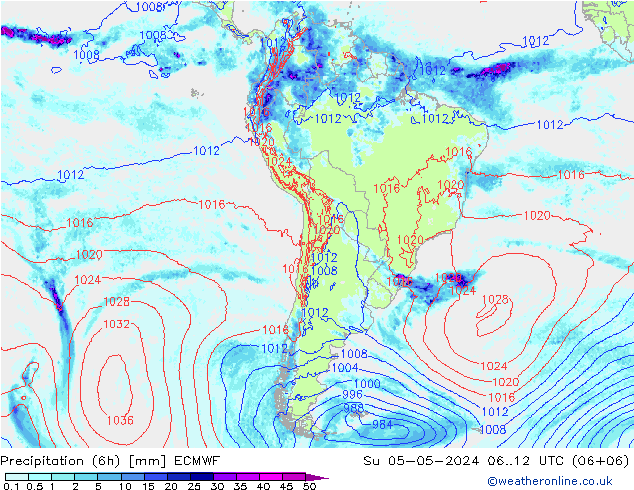 Precipitación (6h) ECMWF dom 05.05.2024 12 UTC