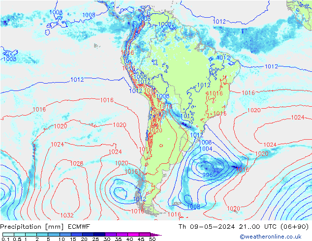 precipitação ECMWF Qui 09.05.2024 00 UTC