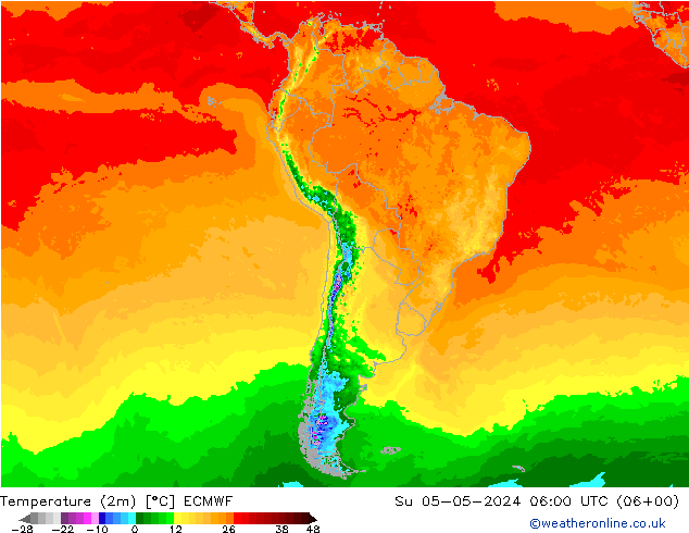 Sıcaklık Haritası (2m) ECMWF Paz 05.05.2024 06 UTC