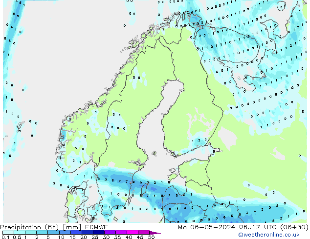 Z500/Yağmur (+YB)/Z850 ECMWF Pzt 06.05.2024 12 UTC