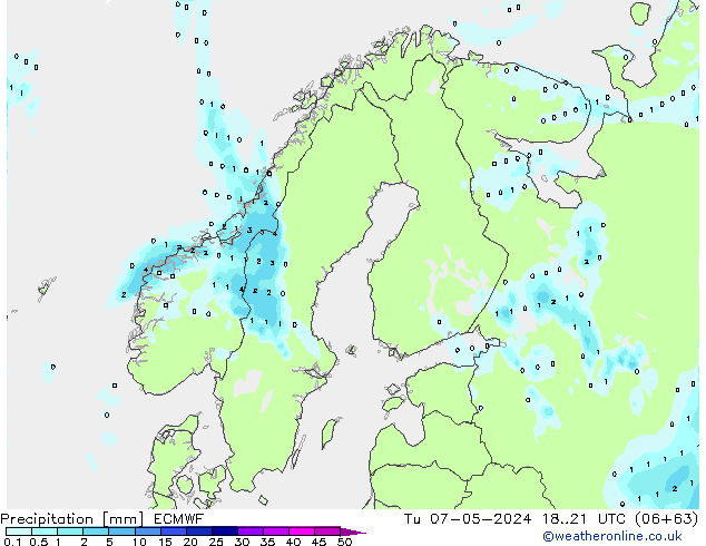 Niederschlag ECMWF Di 07.05.2024 21 UTC
