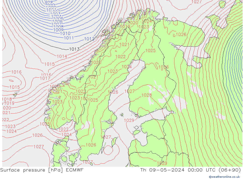 Surface pressure ECMWF Th 09.05.2024 00 UTC