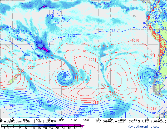 Z500/Yağmur (+YB)/Z850 ECMWF Pzt 06.05.2024 12 UTC