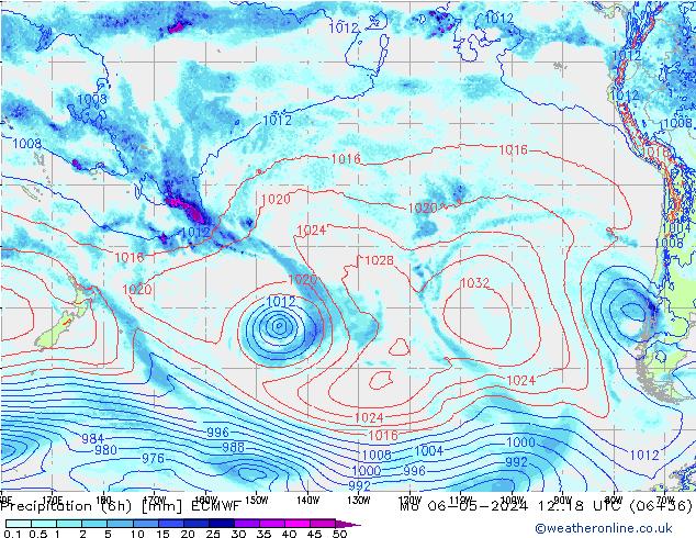 Z500/Rain (+SLP)/Z850 ECMWF пн 06.05.2024 18 UTC