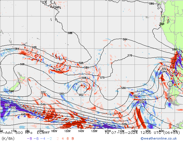 T-Adv. 500 hPa ECMWF di 07.05.2024 12 UTC