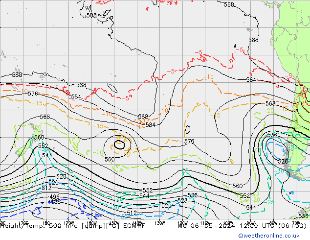 Z500/Yağmur (+YB)/Z850 ECMWF Pzt 06.05.2024 12 UTC