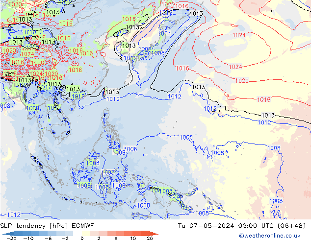 Tendencia de presión ECMWF mar 07.05.2024 06 UTC