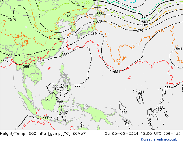 Z500/Rain (+SLP)/Z850 ECMWF dom 05.05.2024 18 UTC