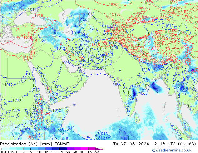 Z500/Rain (+SLP)/Z850 ECMWF Út 07.05.2024 18 UTC