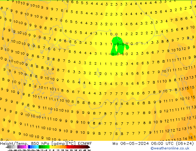 Z500/Rain (+SLP)/Z850 ECMWF Po 06.05.2024 06 UTC