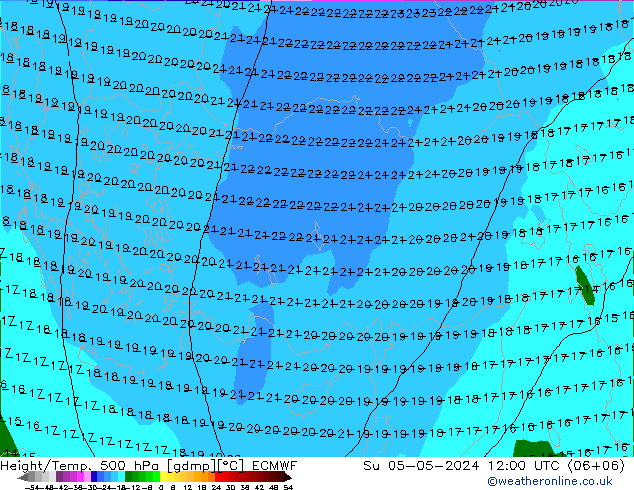 Z500/Rain (+SLP)/Z850 ECMWF Su 05.05.2024 12 UTC