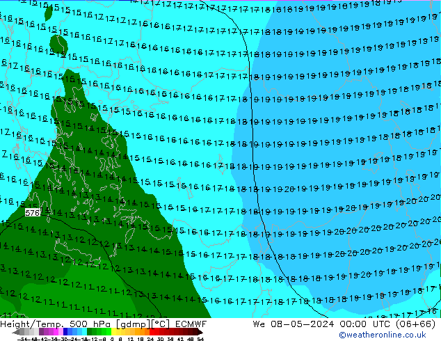 Z500/Rain (+SLP)/Z850 ECMWF We 08.05.2024 00 UTC