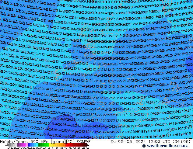 Z500/Rain (+SLP)/Z850 ECMWF Ne 05.05.2024 12 UTC