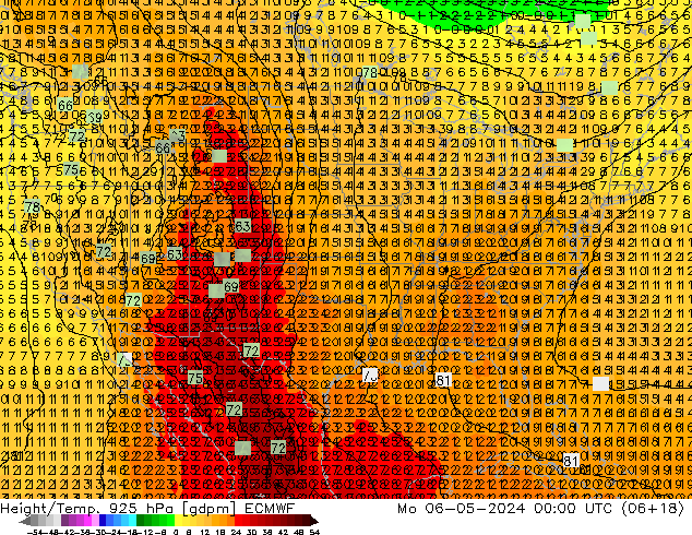 Yükseklik/Sıc. 925 hPa ECMWF Pzt 06.05.2024 00 UTC