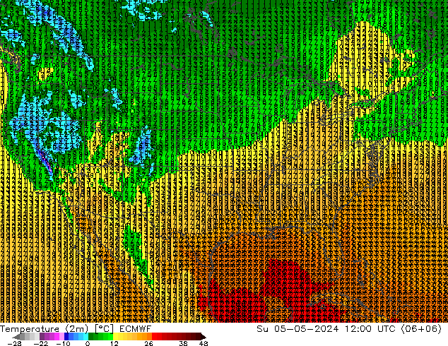 Temperature (2m) ECMWF Ne 05.05.2024 12 UTC