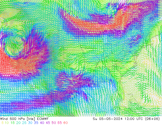 Rüzgar 500 hPa ECMWF Paz 05.05.2024 12 UTC