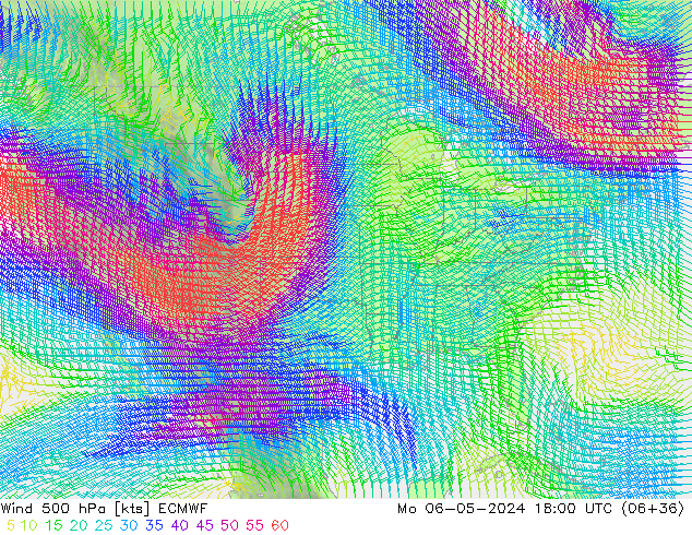 Wind 500 hPa ECMWF Mo 06.05.2024 18 UTC