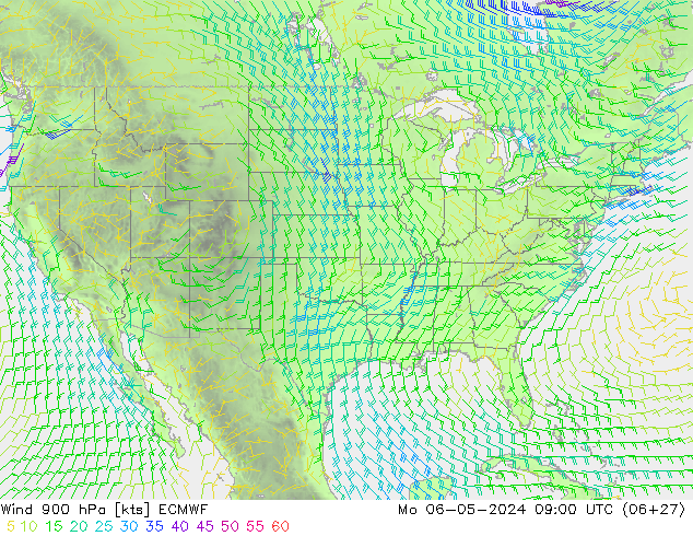 Vent 900 hPa ECMWF lun 06.05.2024 09 UTC