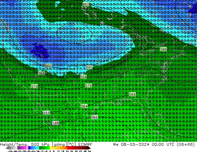 Z500/Rain (+SLP)/Z850 ECMWF  08.05.2024 00 UTC