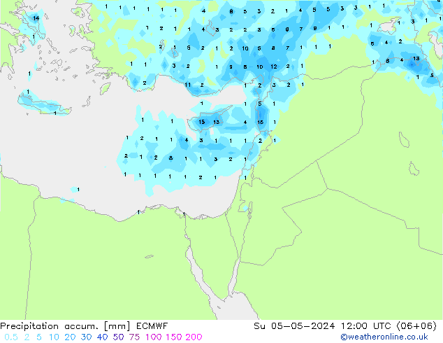 Precipitation accum. ECMWF Dom 05.05.2024 12 UTC